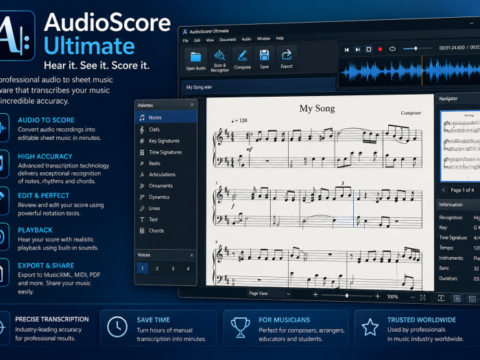 AudioScore Ultimate music transcription software for converting audio recordings into editable sheet music