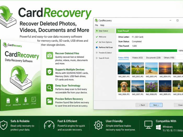 CardRecovery data recovery software for recovering deleted photos, videos, documents, and files