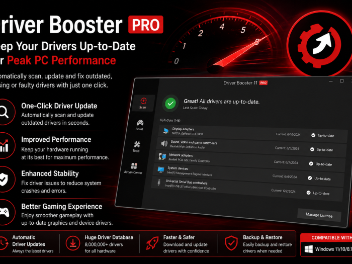 Driver Booster Pro software for updating outdated drivers and improving PC performance