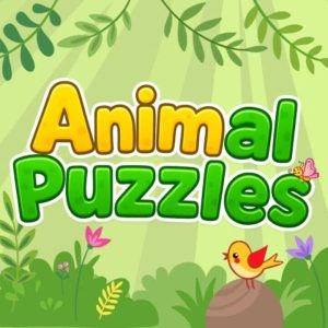Animal Puzzles gameplay featuring colorful wildlife-themed jigsaw puzzles.