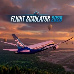 Flight Simulator 2026 NSP ROM image showcasing advanced flight simulation, beautiful world exploration, and dynamic weather effects.