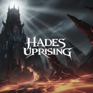 Hades Uprising official game artwork with a legendary warrior battling monsters.