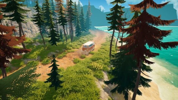 Outbound survival game with crafting, exploration, and mobile base building.